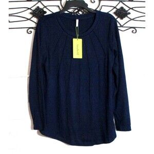 Anyhold Knit Top Women's Size M Long Sleeve Blue Round Neck